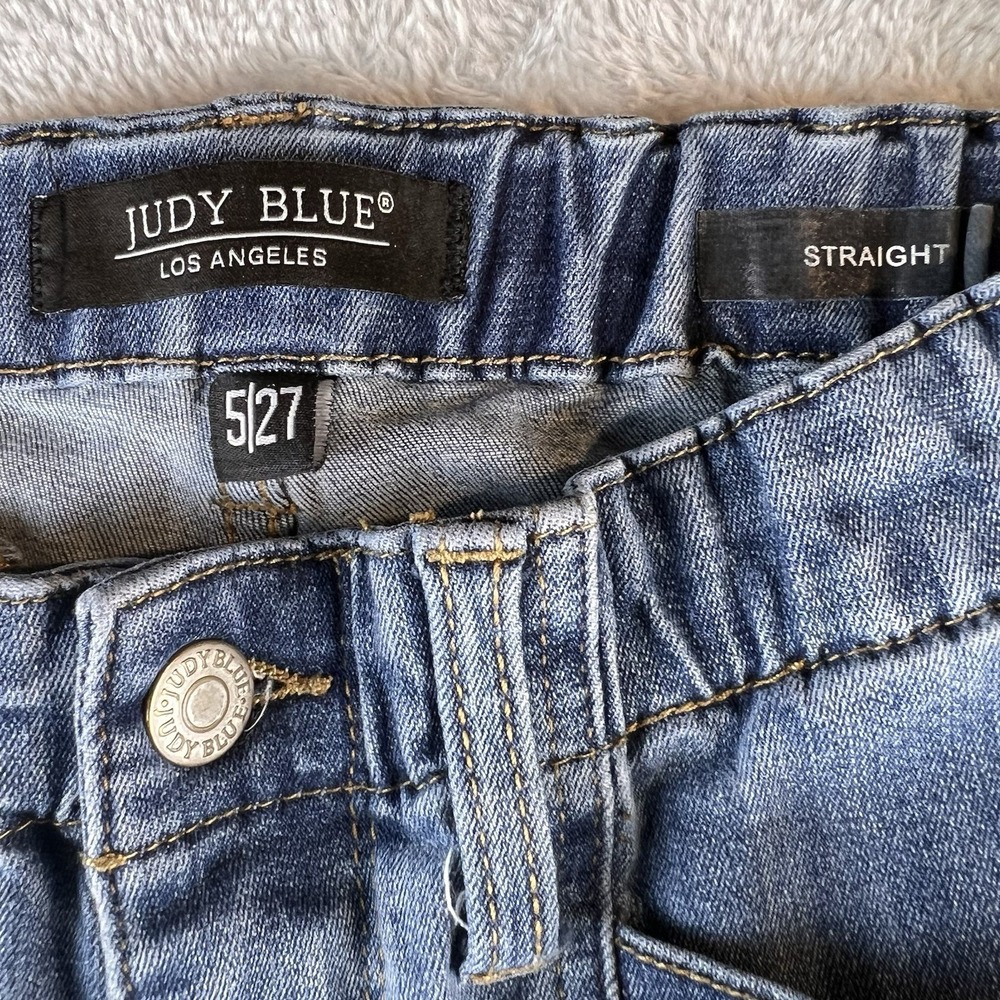 Judy Blue Jeans 5/27 Blue Straight Leg Elastic Waist Mid High Rise Straight - Picture 7 of 8